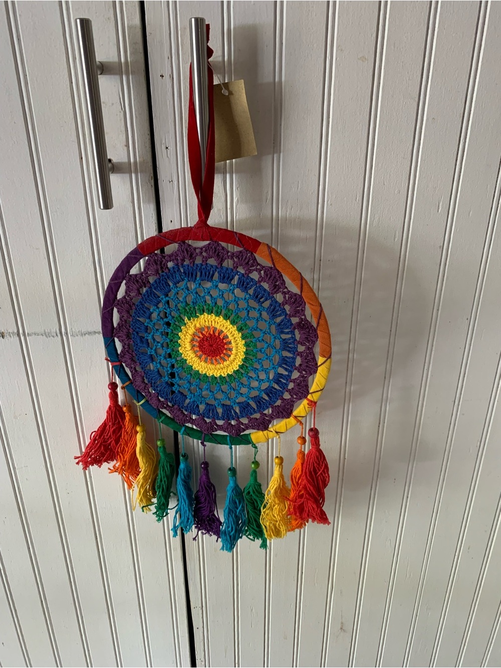 Handmade Multicolor Crochet Wall Hanging with Tassels